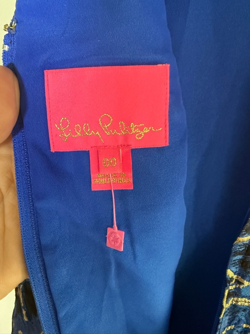 Lilly Pulitzer Brandi Shift Dress Blue Grotto Twilight Floral Brocade • size 00 - Picture 3 of 7